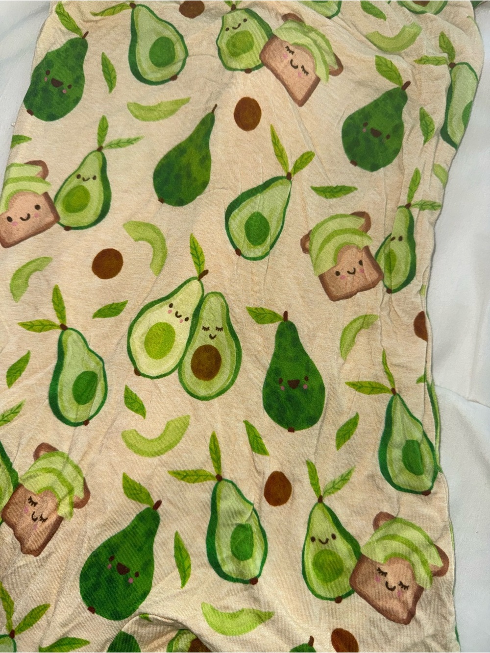 Little Sleepies Cream Pajama Bottoms with Green Avocado & Brown Toast Print